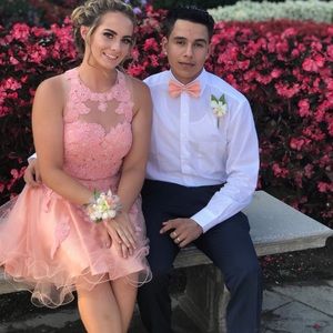 Coral pink homecoming dress